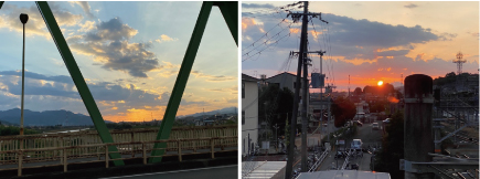<font color='blue' size='2'>橋本橋から見えた夕日は橋本駅から最高に綺麗な日没となって見えた！最高に幸せな1日の終わり方だ！</font>